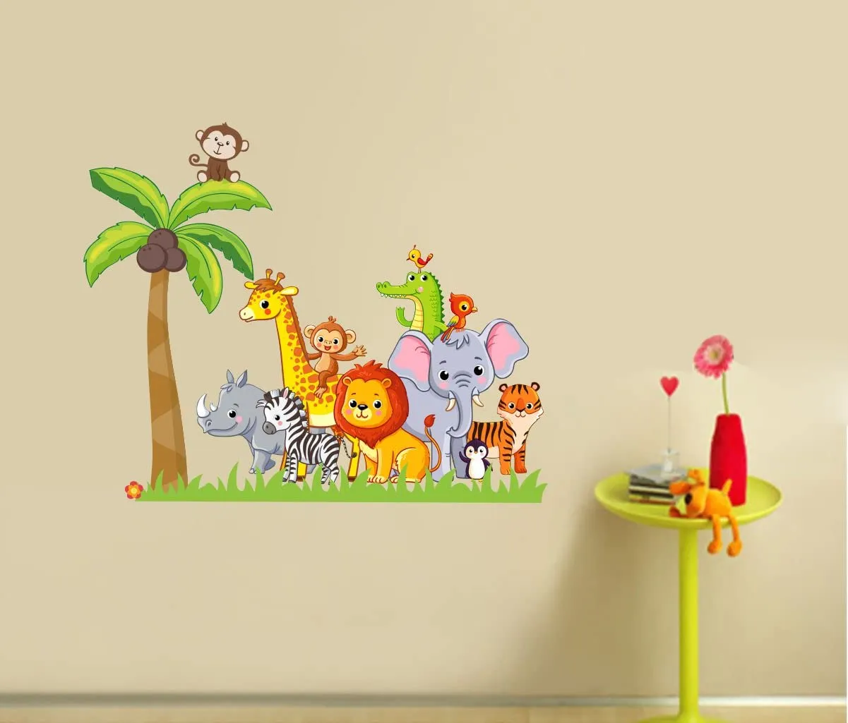 Decor Kraft Animals with Tree Wall Sticker & Decal,Size- 58 Cm X 38 Cm,Animals