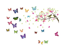 Decor Kraft Birds with Butterflies or Leafs Wall Sticker & Decal,Size- 58 Cm X 38 Cm,Nature