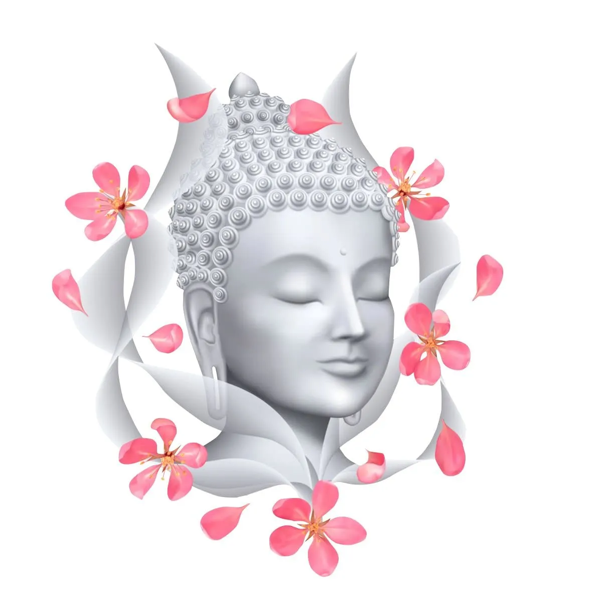 Decor Kraft Budha with Flowers Wall Sticker & Decal,Size- 38 Cm X 33 Cm,Religious
