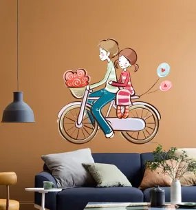 Decor Kraft Couple with Bicycle Wall Sticker & Decal,Size- 50 Cm X 40 Cm,Decorative