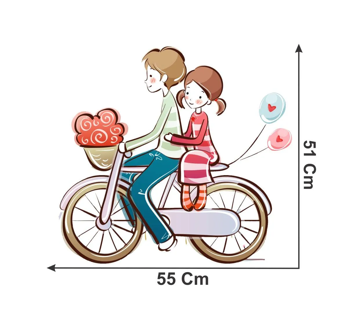 Decor Kraft Couple with Bicycle Wall Sticker & Decal,Size- 50 Cm X 40 Cm,Decorative