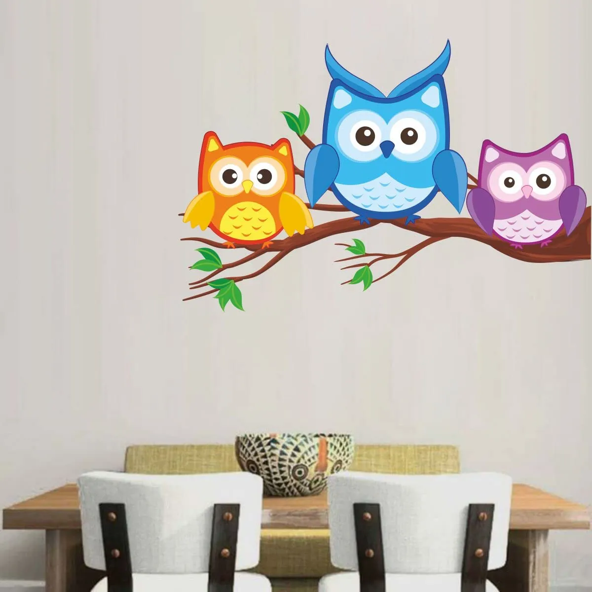 Decor Kraft Cute Owls Wall Sticker & Decal,Size- 58 Cm X 30 Cm,Nature