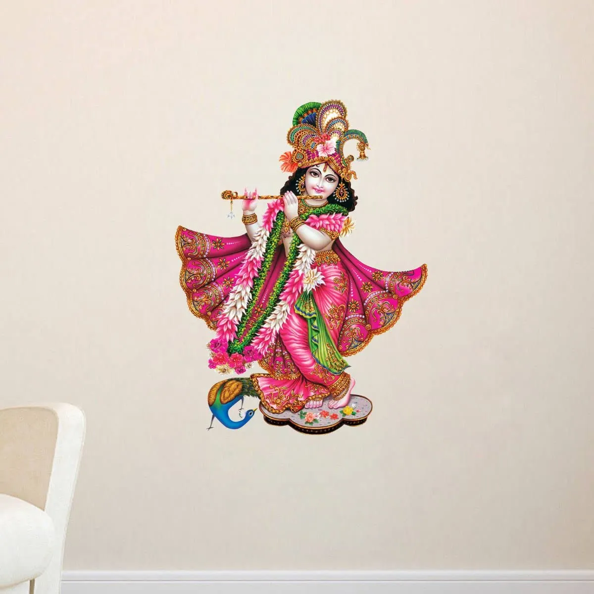 Decor Kraft Lord Krishnaji Wall Sticker & Decal,Size- 53 Cm X 32 Cm,Religious