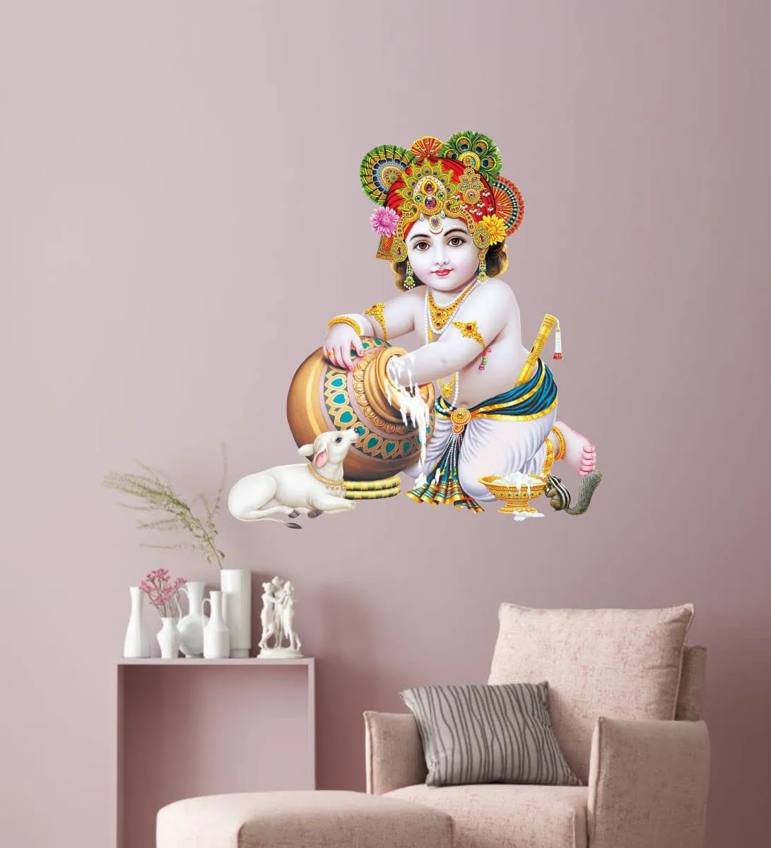 Decor Kraft Makhan Chor Wall Sticker & Decal,Size- 58 Cm X 38 Cm,Religious