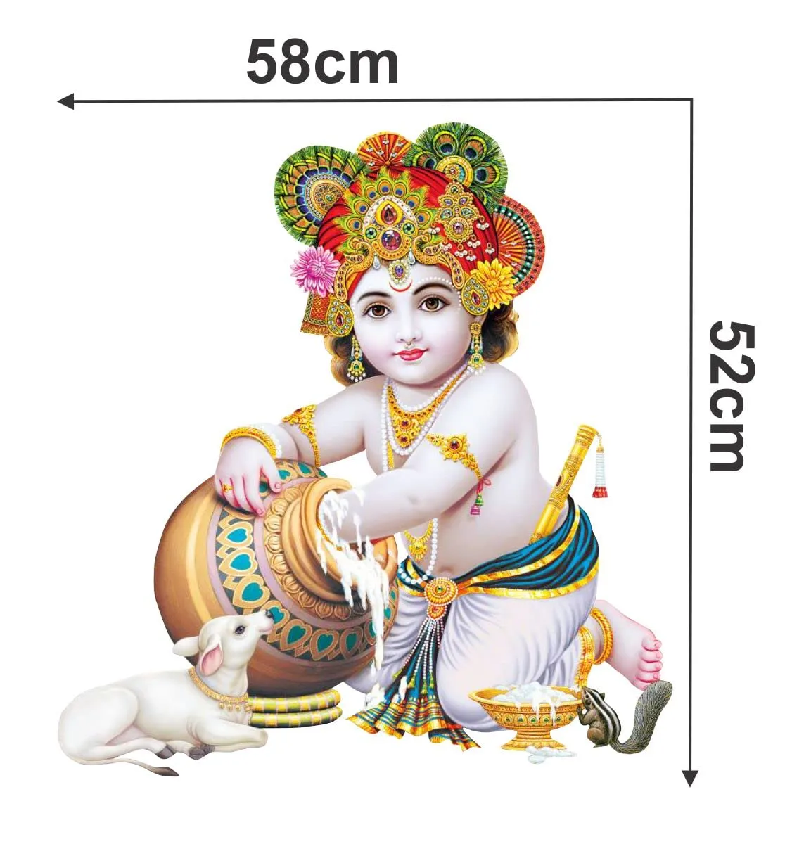 Decor Kraft Makhan Chor Wall Sticker & Decal,Size- 58 Cm X 38 Cm,Religious