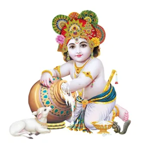 Decor Kraft Makhan Chor Wall Sticker & Decal,Size- 58 Cm X 38 Cm,Religious