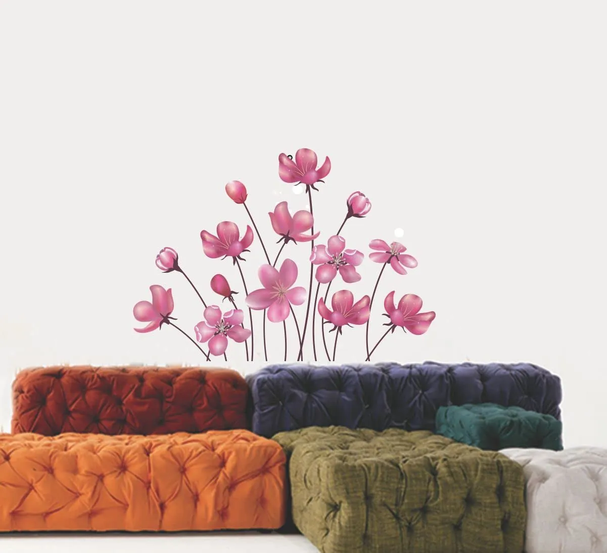 Decor Kraft Pink Floral Wall Sticker & Decal,Size- 58 Cm X 28 Cm,Nature