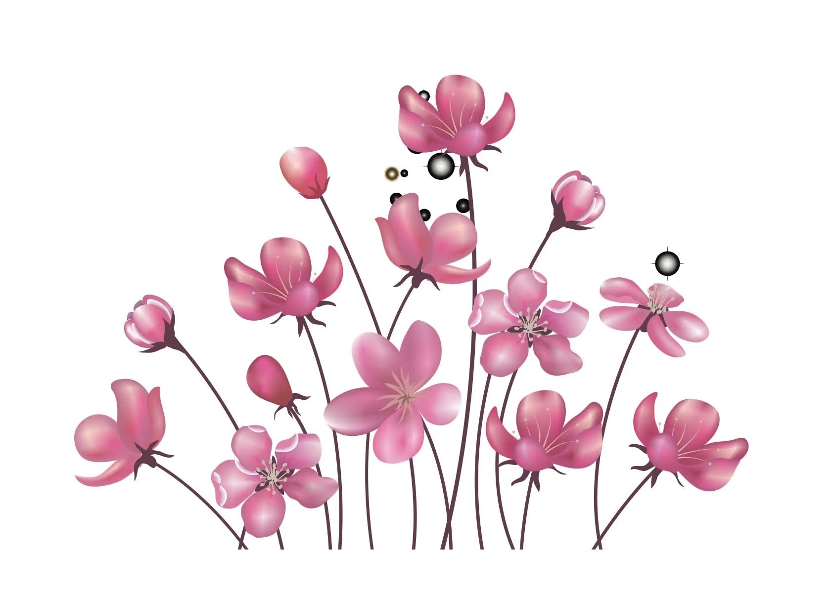 Decor Kraft Pink Floral Wall Sticker & Decal,Size- 58 Cm X 28 Cm,Nature