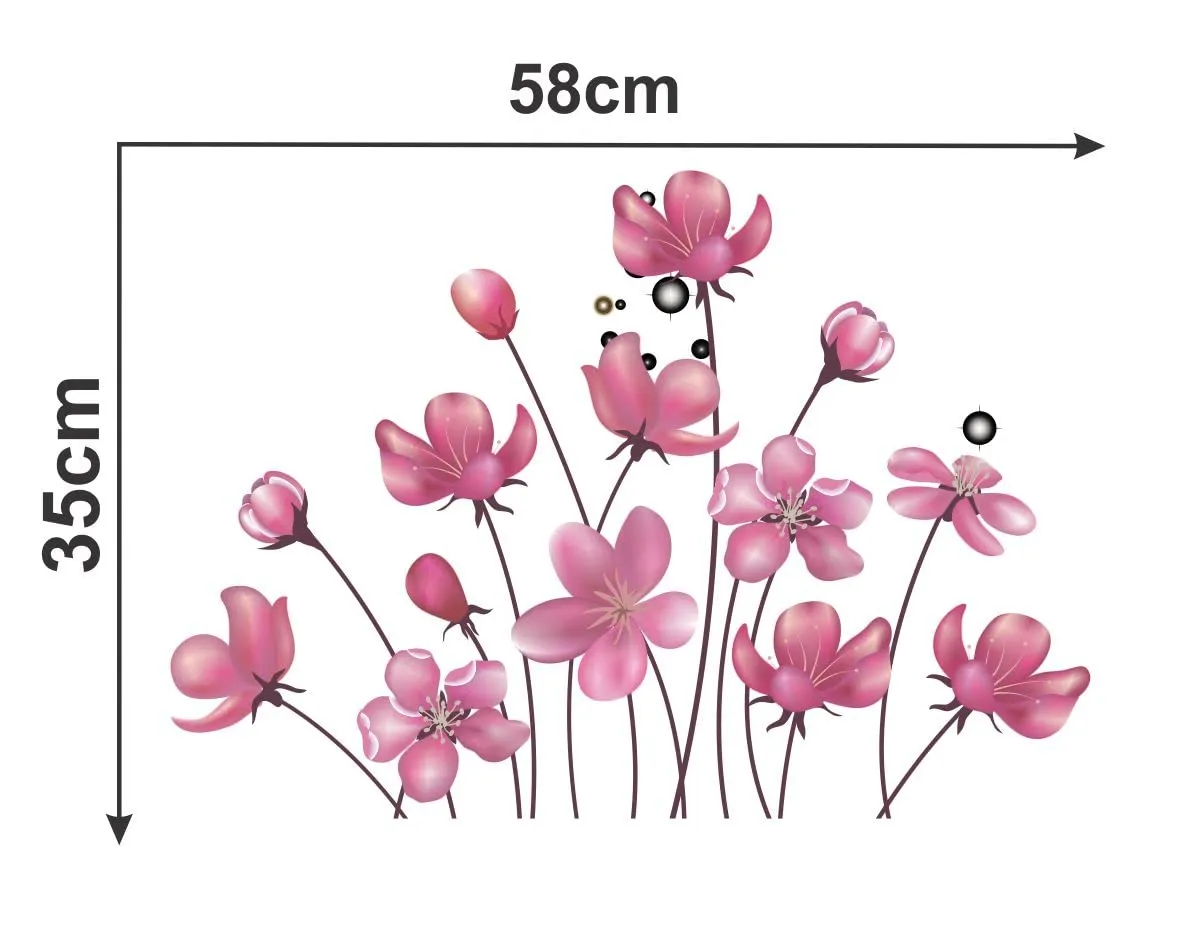 Decor Kraft Pink Floral Wall Sticker & Decal,Size- 58 Cm X 28 Cm,Nature