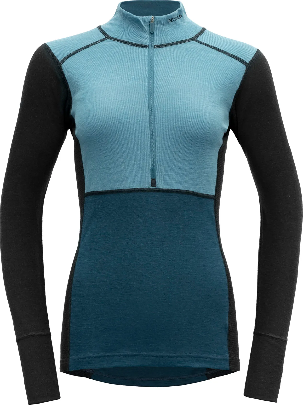 Devold Women&#x27;s Lauparen Merino 190 Zip Neck Moon/Ink/Flood | Buy Devold Women&#x27;s Lauparen Merino 190 Zip Neck Moon/Ink/Flood here | Outnorth
