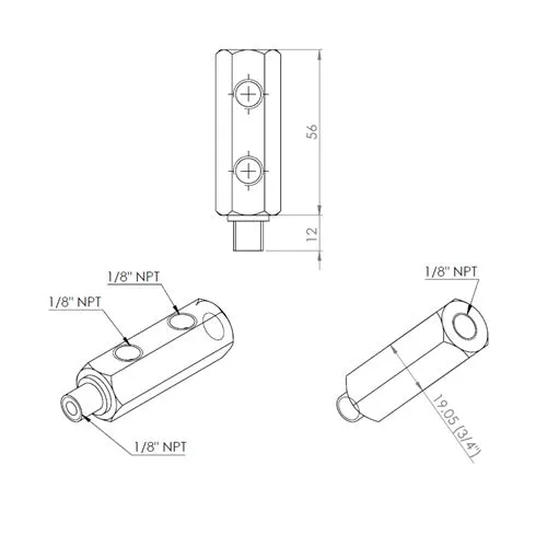 Double 1/8" NPT oil sensor feed adapter VW engines