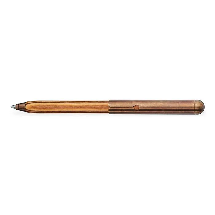 E M Style Wood Ballpoint Pen - Zebrano with Vintage Brass