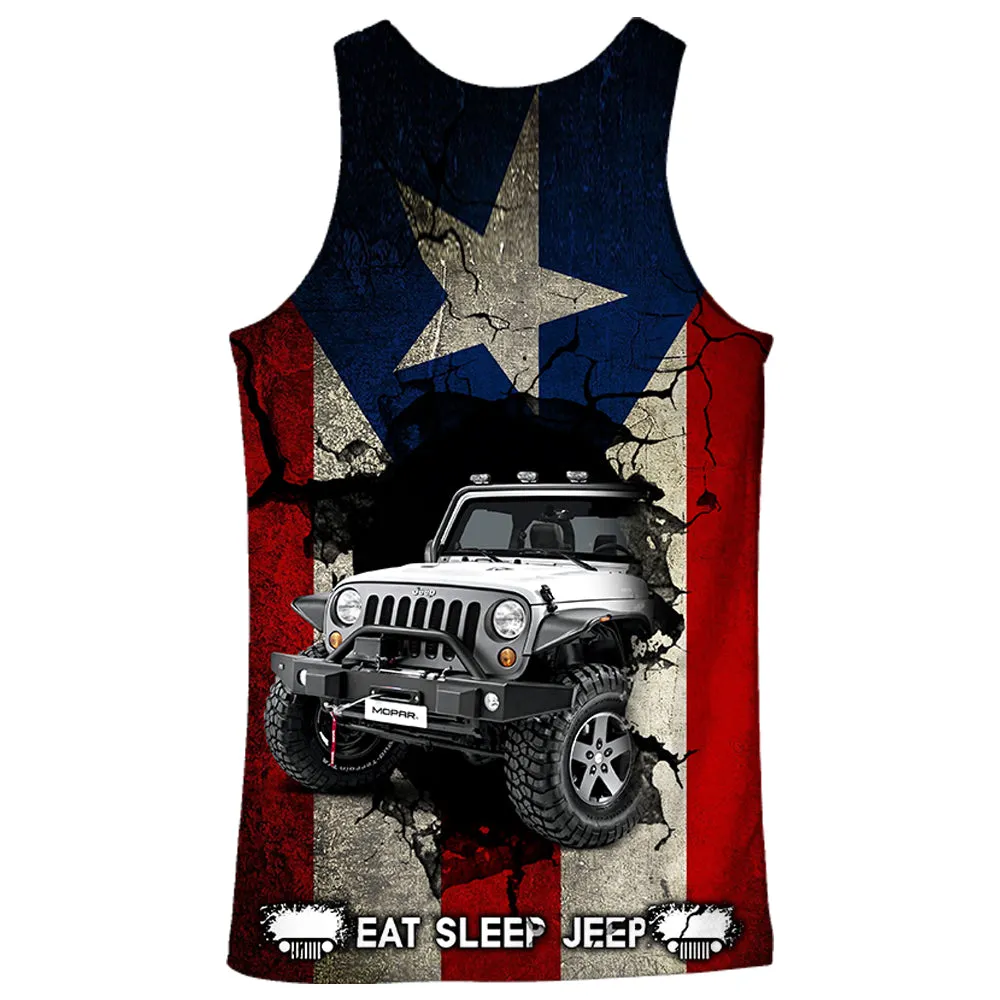 Eat Sleep Jeep Flag - Puerto Rico Tank top