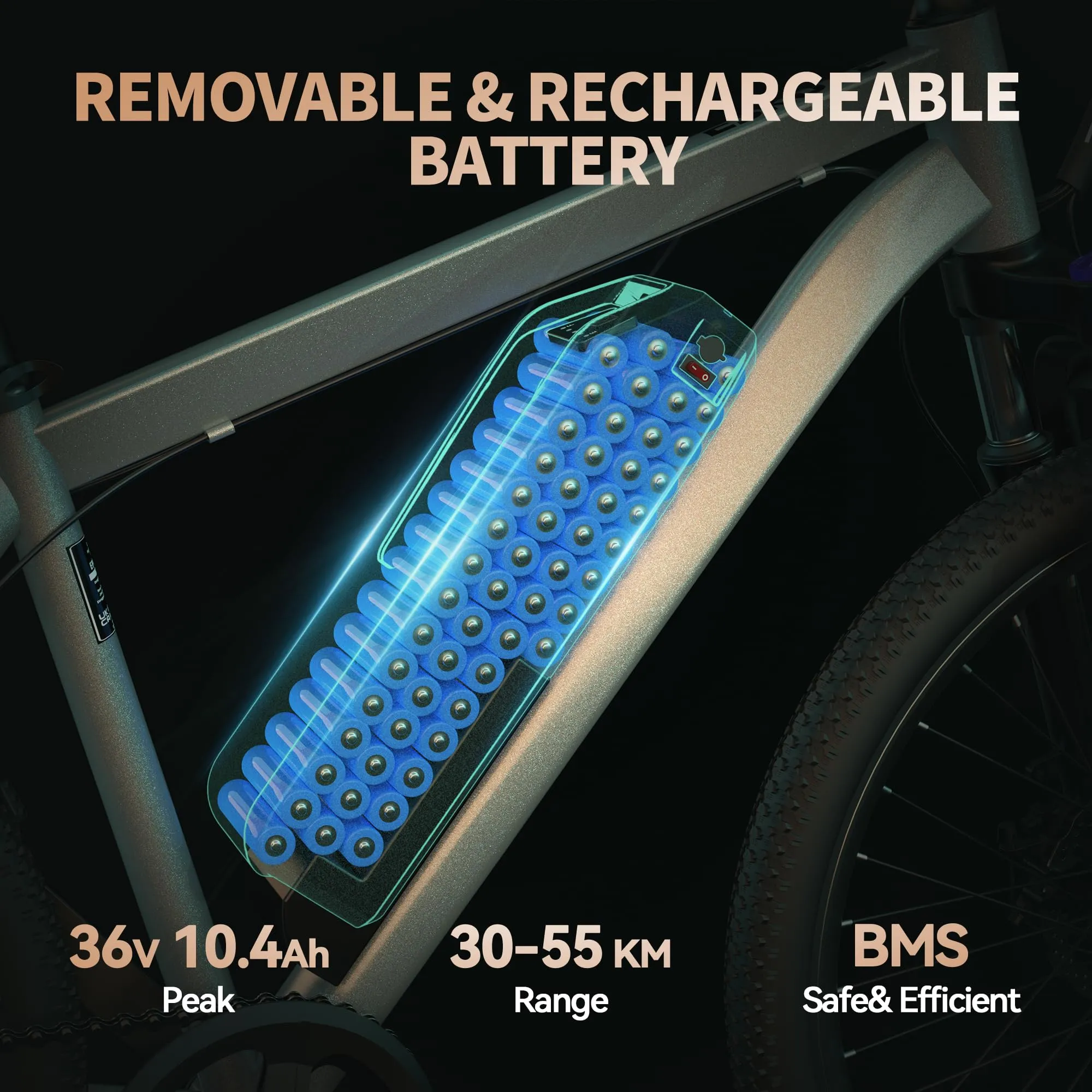 ESKUTE M100 Electric Bike, 27.5" Electric Mountain Bike, 250W Brushless Motor, 36V 10.4Ah Removable Battery, LED Display, E-MTB E-bike Electric Bicycle For Adults Men Women