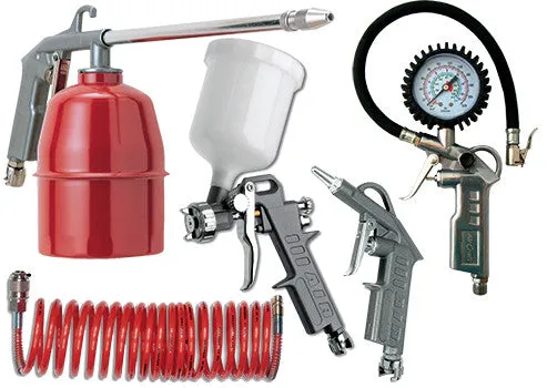 FIVE PCE KIT G FEED SP GUN AIR DUST PAR WASHER TYRE INF & SPIR HOSE