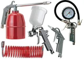 FIVE PCE KIT G FEED SP GUN AIR DUST PAR WASHER TYRE INF & SPIR HOSE