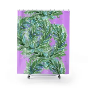 Floral Shower Curtains, Cute Pastel Pink Purple Lavender Bathroom Curtains -Printed in USA