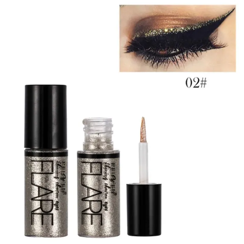 FLYTONN-15Colors Diamond Shiny Eye Liners Eyeshadow Waterproof Silver Rose Gold Color Glitter Sequins  Liquid Eyeliner Eye Shadow Makeup