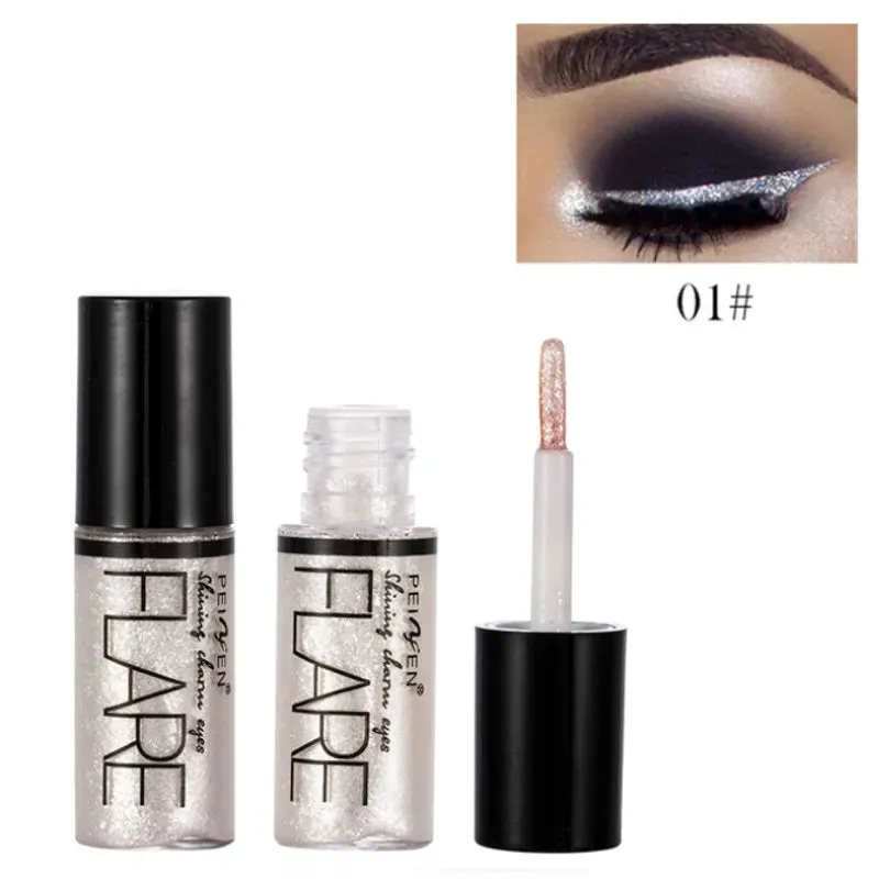 FLYTONN-15Colors Diamond Shiny Eye Liners Eyeshadow Waterproof Silver Rose Gold Color Glitter Sequins  Liquid Eyeliner Eye Shadow Makeup