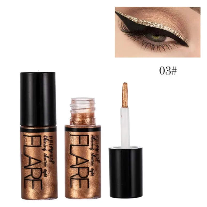 FLYTONN-15Colors Diamond Shiny Eye Liners Eyeshadow Waterproof Silver Rose Gold Color Glitter Sequins  Liquid Eyeliner Eye Shadow Makeup
