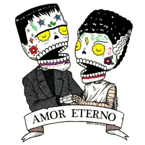 Frankenstein and Bride: Day of the Dead Sticker - Fresh Prints of CT