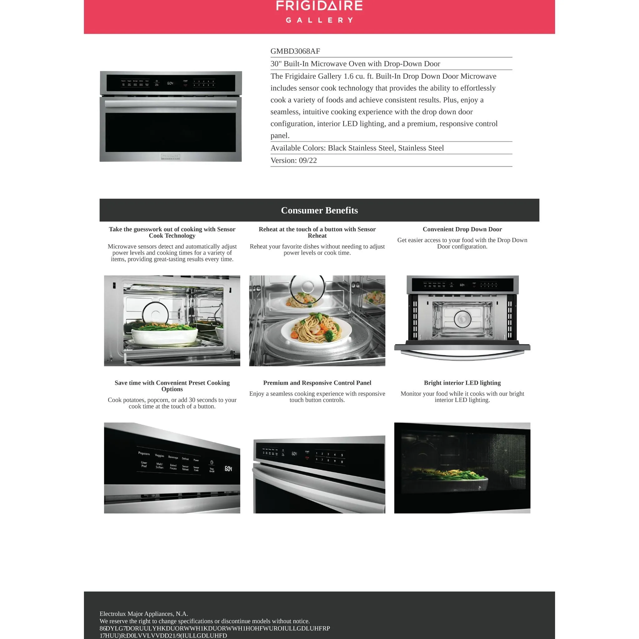 Frigidaire Gallery Built In Microwave (GMBD3068AF) - Stainless Steel