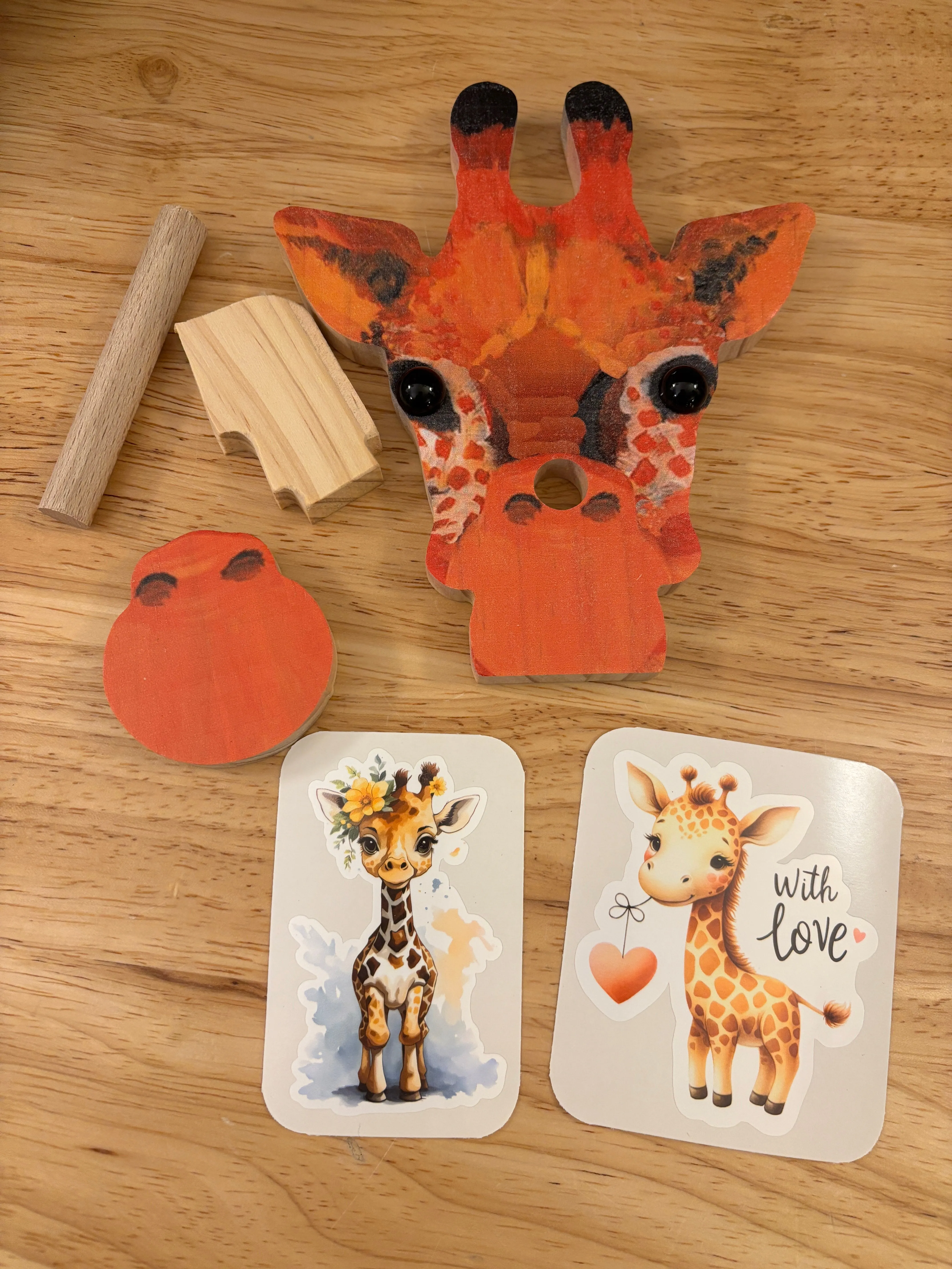 Giraffe Glasses Wooden Stand and Cute Stickers Bundle
