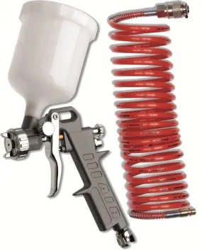 GRAV FEED SPRAY GUN 1.5MM NOZZLE WITH 5M SPIRAL HOSE