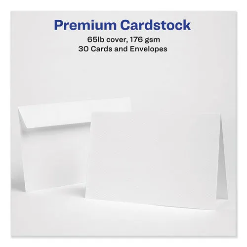 Half-fold Greeting Cards With Envelopes, Inkjet, 65 Lb, 5.5 X 8.5, Textured Uncoated White, 1 Card/sheet, 30 Sheets/box