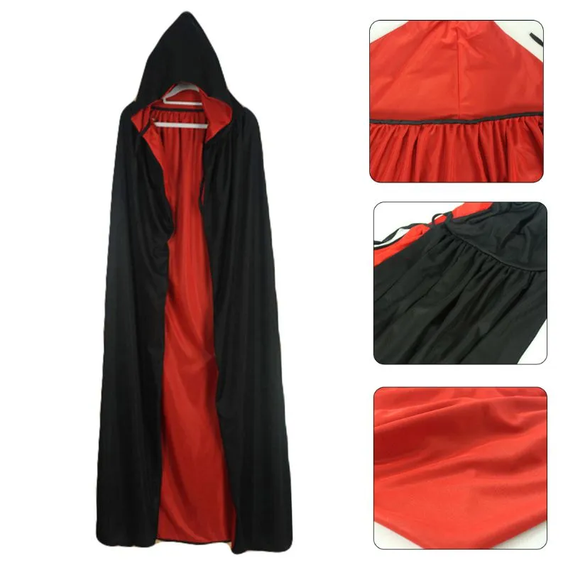 Halloween Joskaa Adult Kids Halloween Witch Wizard Cloak Reversible Double Layer Death Vampires Devil Hooded Long Cape Cosplay Costume