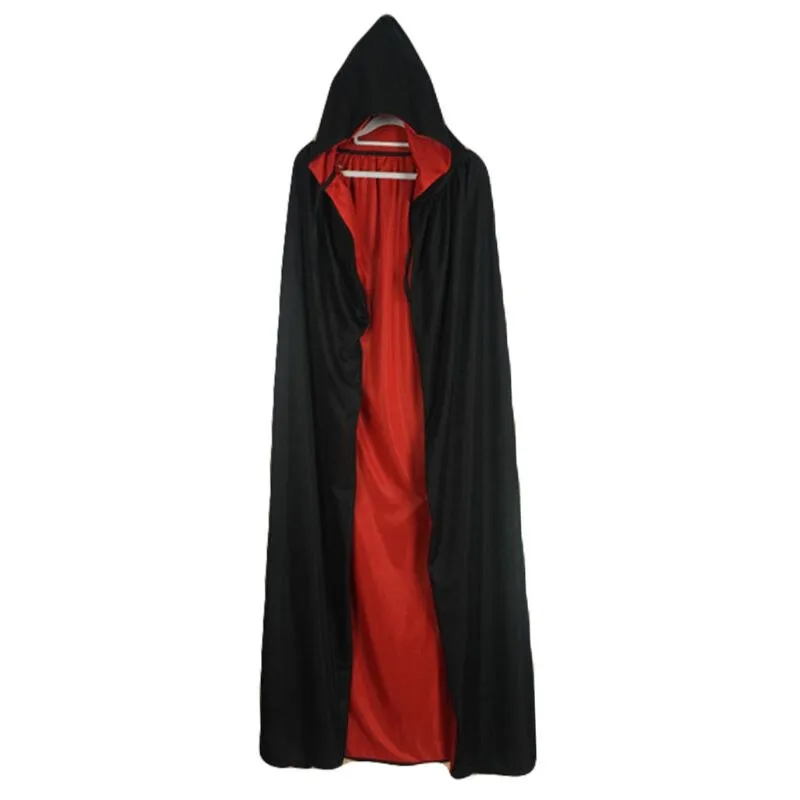 Halloween Joskaa Adult Kids Halloween Witch Wizard Cloak Reversible Double Layer Death Vampires Devil Hooded Long Cape Cosplay Costume