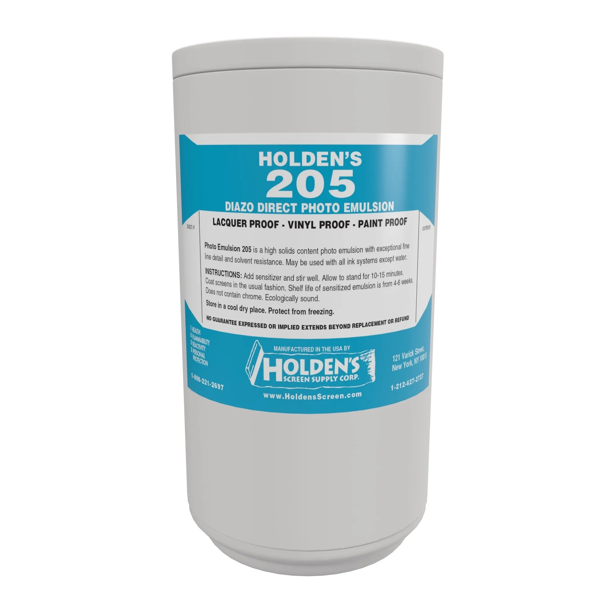 Holden's 205 Blue Diazo Photo Emulsion for solvent printing