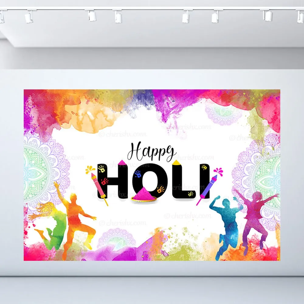 Holi Them Theme Personalized Backdrop - Flex banner