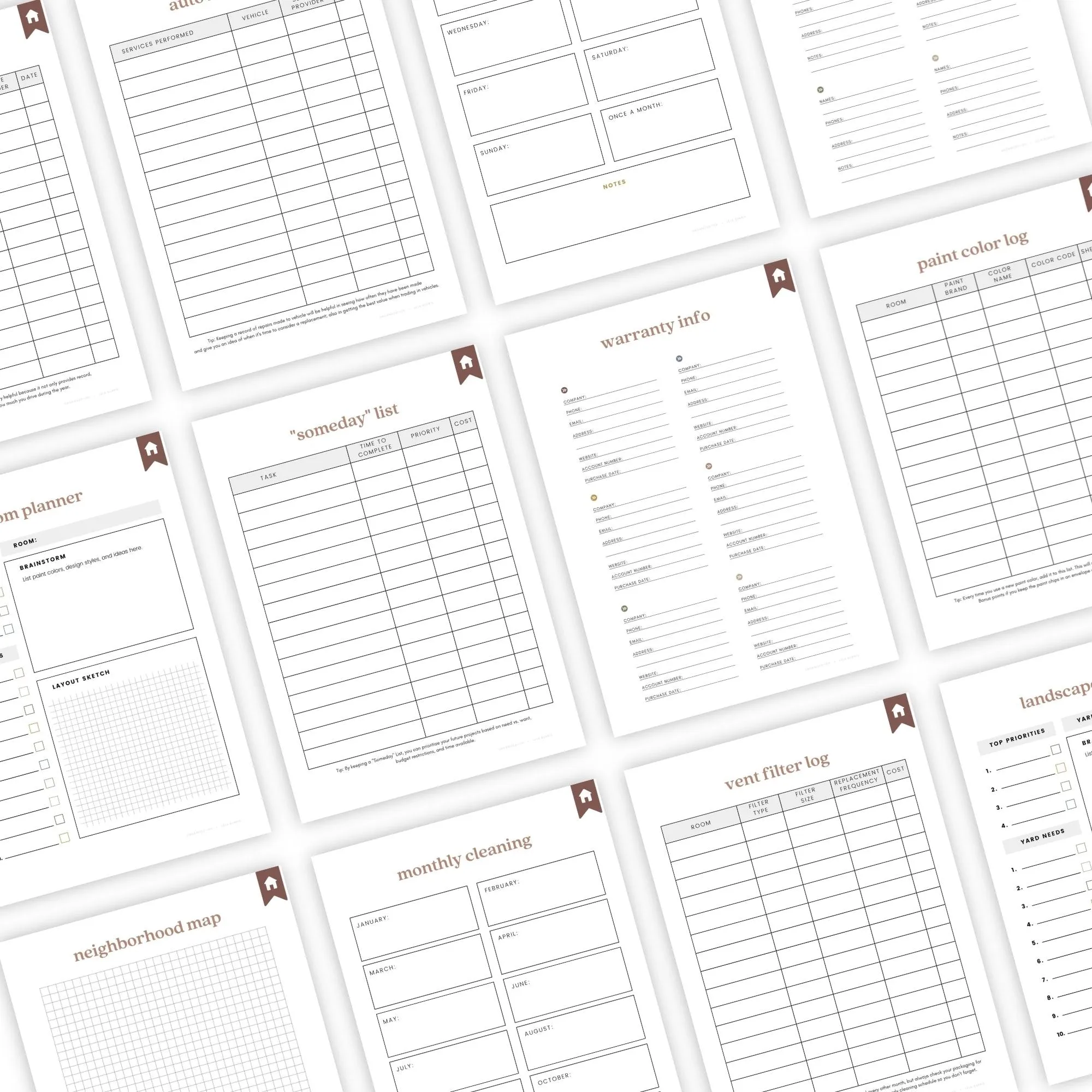 Home Management Info Planner For HOMEOWNERS