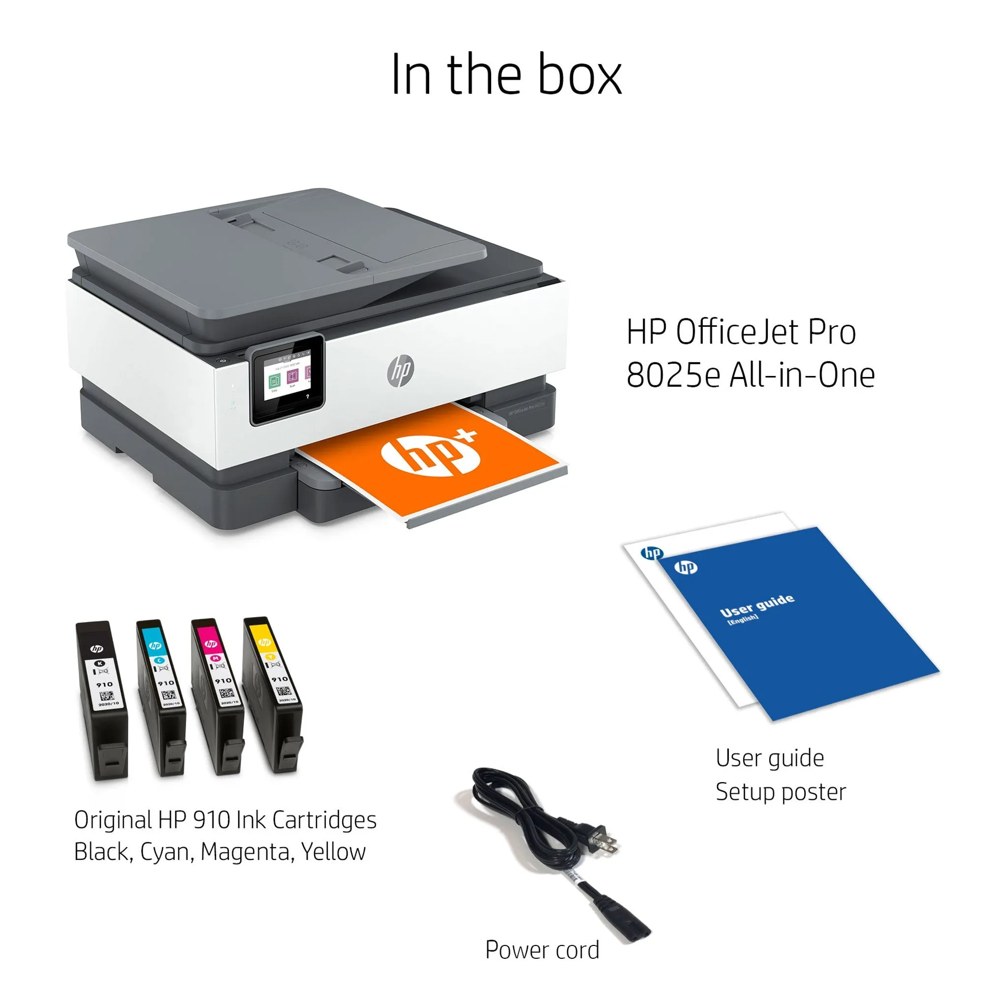 HP 1K7K3A#B1H OfficeJet Pro 8025e All-in-One Color Inkjet Printer/Copier/Fax/Scanner