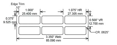 Identco TTL105-700-10 1.0x.375 Gloss White Polyester Thermal Transfer Labels