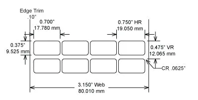 Identco TTL122-700-10 .70x.375 Gloss White Polyester Thermal Transfer Labels