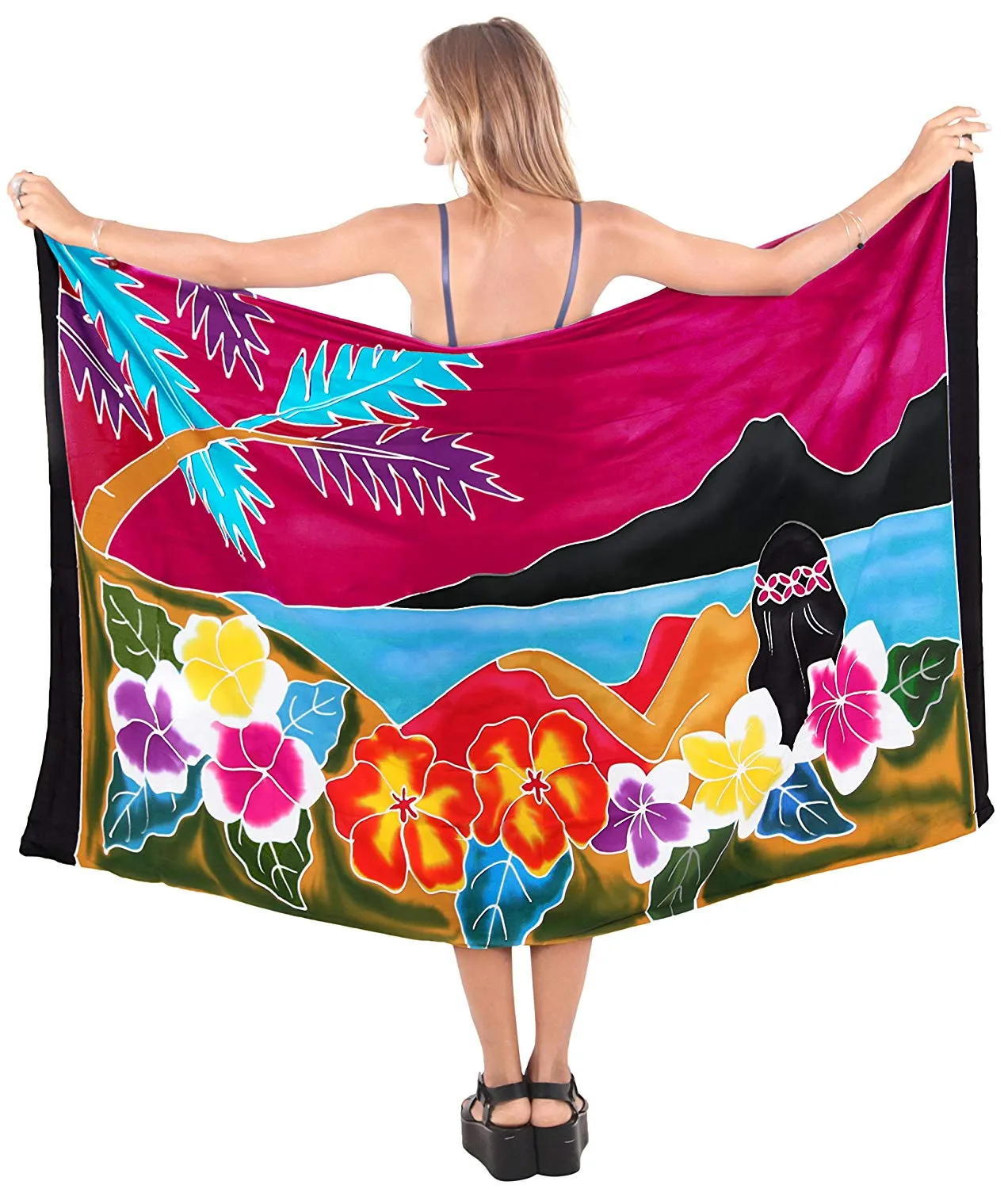 LA LEELA Womens Beach Swimsuit Cover Up Sarong Swimwear Cover-Up Wrap Skirt Plus Size Large Maxi FK