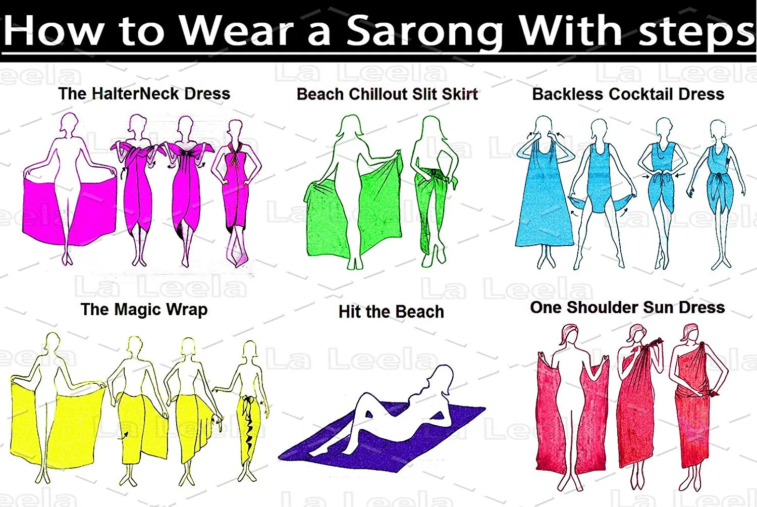 LA LEELA Womens Beach Swimsuit Cover Up Sarong Swimwear Cover-Up Wrap Skirt Plus Size Large Maxi FK