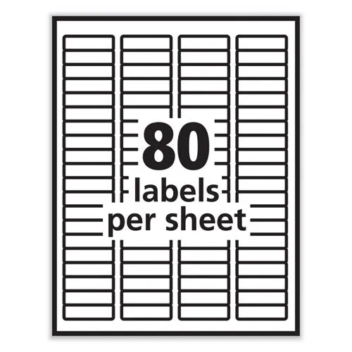 Labels, Inkjet/laser Printers, 0.5 X 1.75, White, 80/sheet, 100 Sheets/pack
