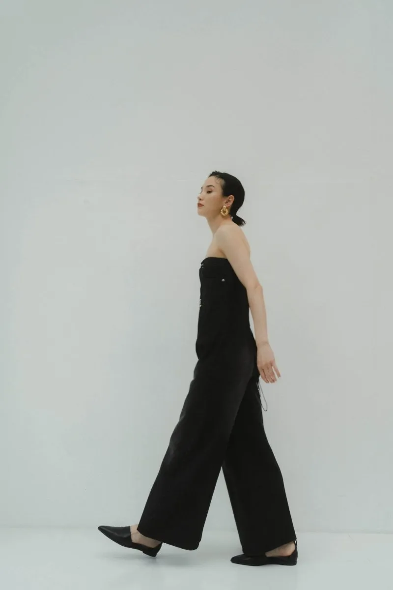 lace up all in one/denimblack