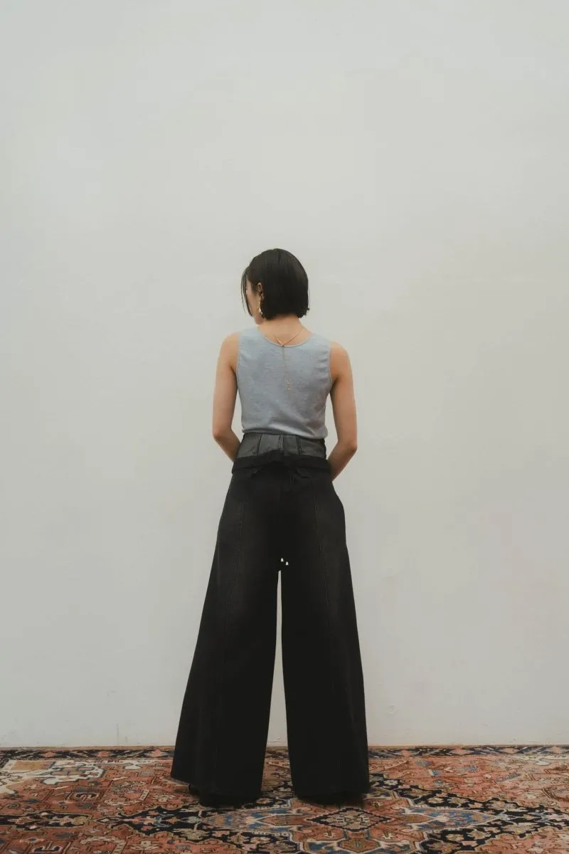 lace up all in one/denimblack