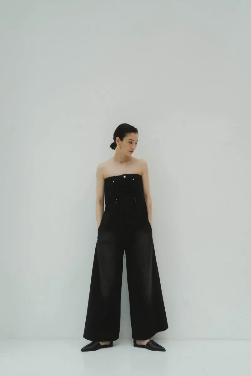 lace up all in one/denimblack