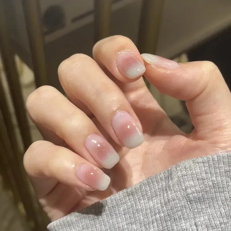 LANFUBEISI 24pcs False Nail Wearable Multicolor Simple Long Ballet Fingernails Finished Removable and Reusable Nail Patch