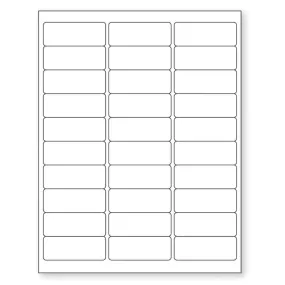 Laser Labels - White - 2-5/8" x 1" - 30 / Sheet - 7,500 / Case