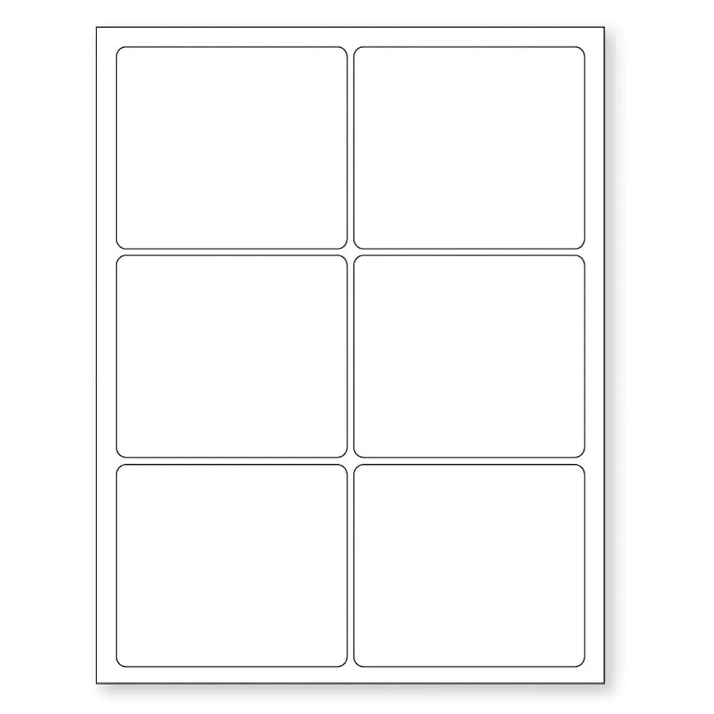 Laser Labels - White - 4" x 3-1/3" - 6 / Sheet - 1,500 / Case
