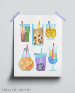 Let's Get Boba! - Color Art Print