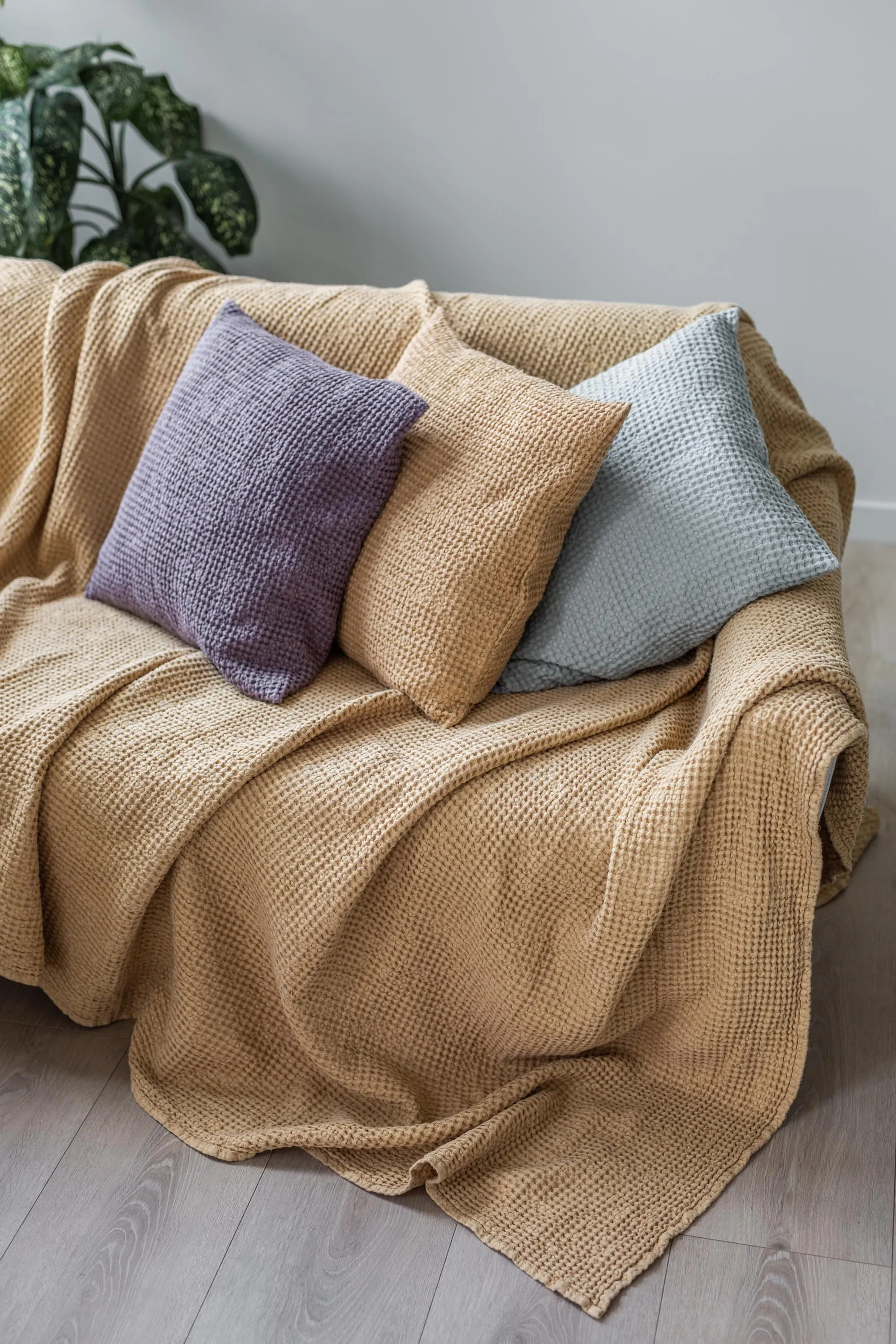 Linen Waffle Blanket | Mustard