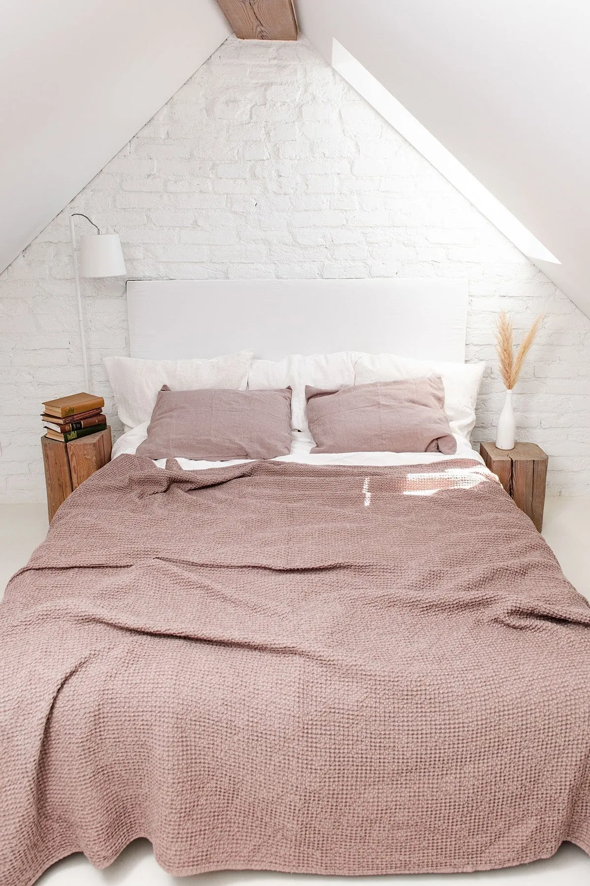 Linen Waffle Blanket | Rosy Brown