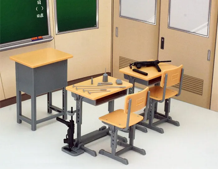 Little Armory LD011 Desk for Designated Defense High School & Grease Gun Set 1/12